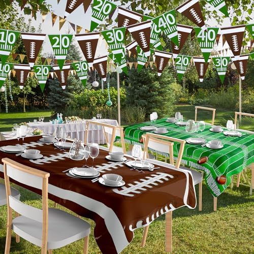 MATUFF Football Tablecloth 54x108 2 Pack with 2 Triangle Banners