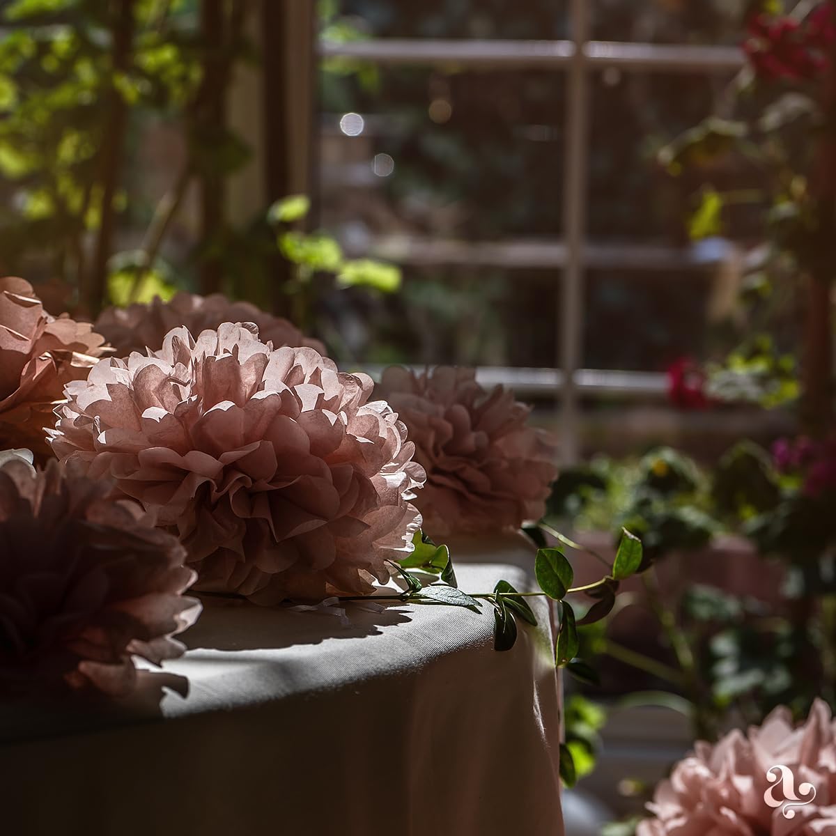 Boho Paper Pom Poms in Blush Pink Tissue