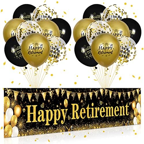 Happy Retirement Banner Balloons Yard Sign 18pcs