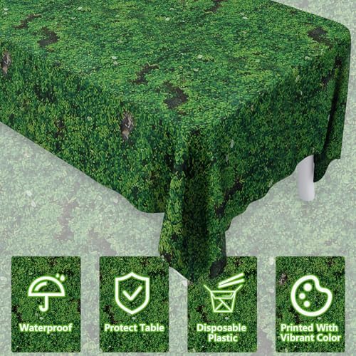 4 Pcs Green Moss Plastic Tablecloth Set