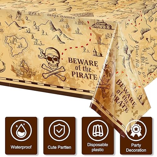Irenare Pirate Party Tablecloth Set 54 x 108 Inches 12 Pieces