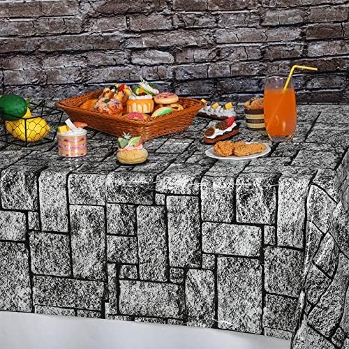 Durony 2 Piece Stone Wall Table Cover for Medieval Castle Themed Parties