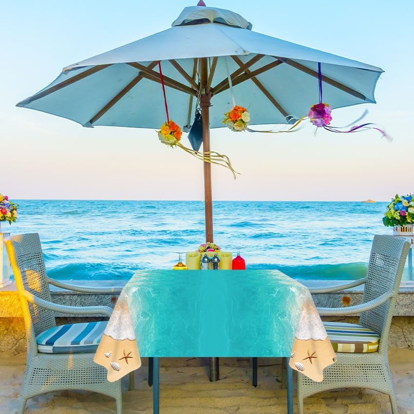 3Pcs Summer Ocean Waves Tablecloths for Pool Parties