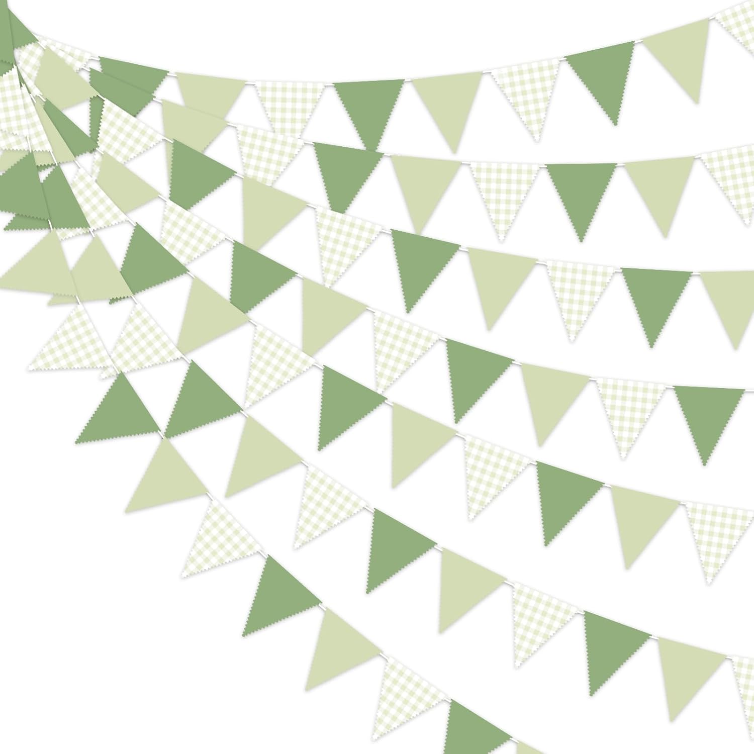37 Ft Green Triangle Bunting Garland for Birthday Wedding Baby Shower