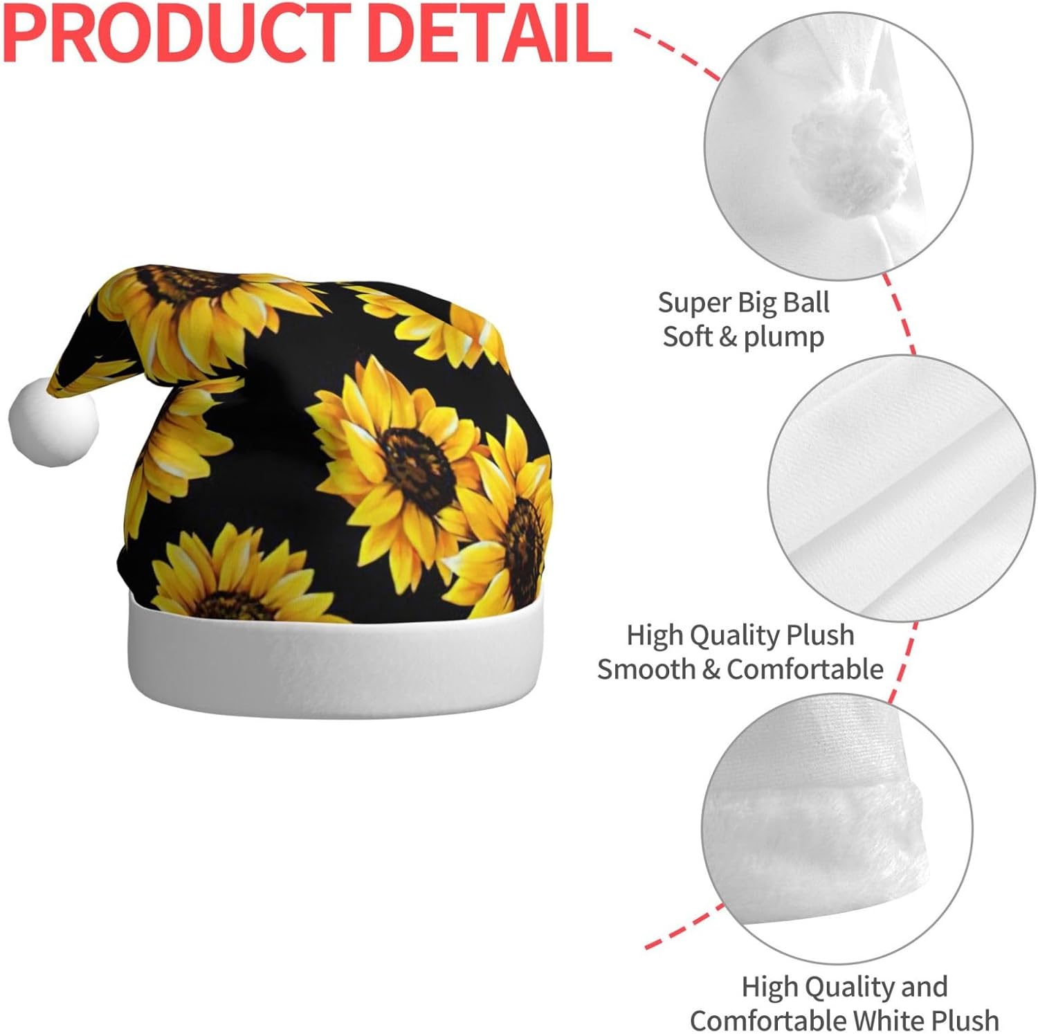 Qin And Zheng Sunflower Print Santa Hat