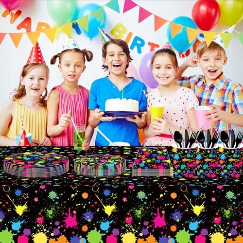 Lide Road Glow in The Dark Tablecloth for Neon Birthday Party