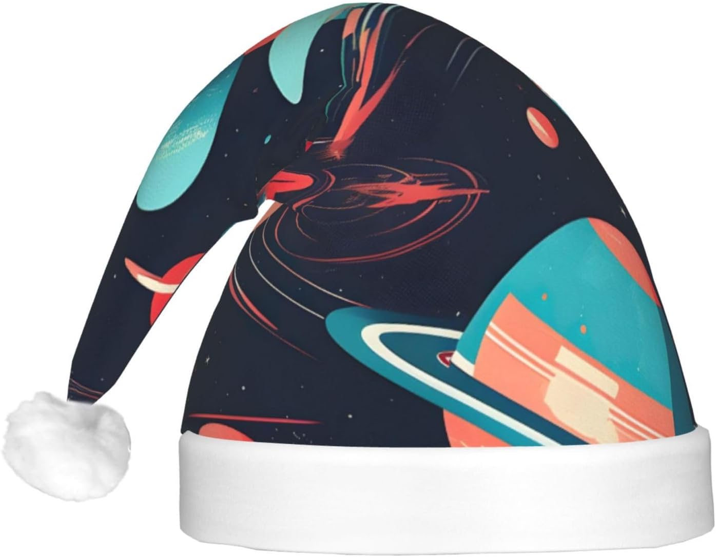 QINZHENG LED Christmas Hat with Space Planets Print for Adults