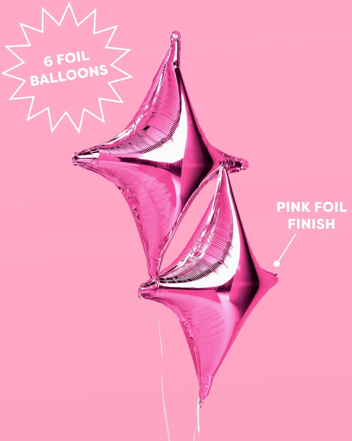 Xo Fetti Pink Sparkle Foil Balloons - 6 Piece Set