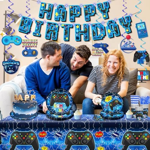 Gaming Birthday Tableware Set - 159pc Eco-Friendly Disposable Kit for 25 Guests