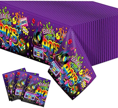 HOWAF 3 Piece 90s Themed Tablecloth Set