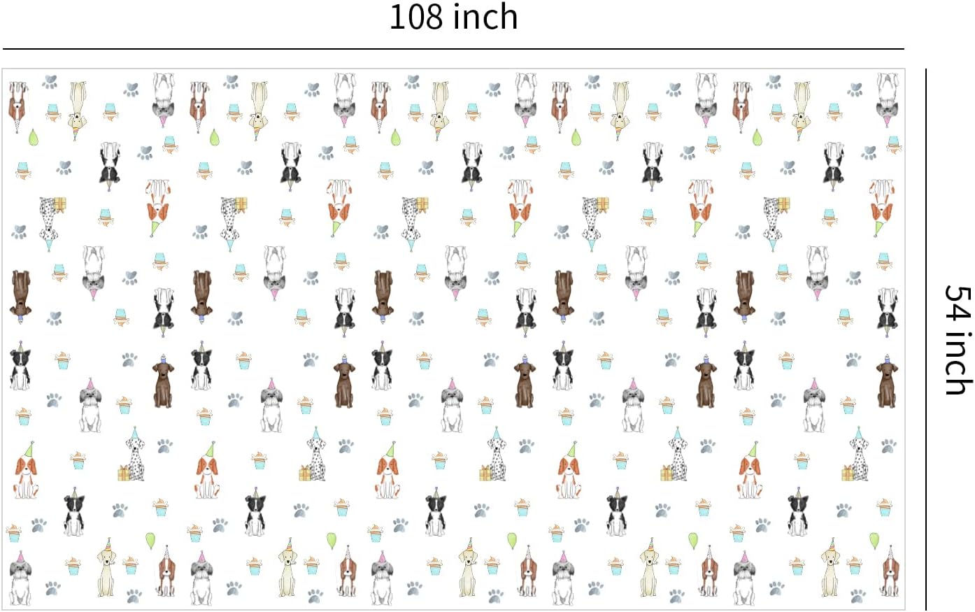 Xigejob Puppy Dog Birthday Tablecloth Set - 4 Pack 54x108 Inches