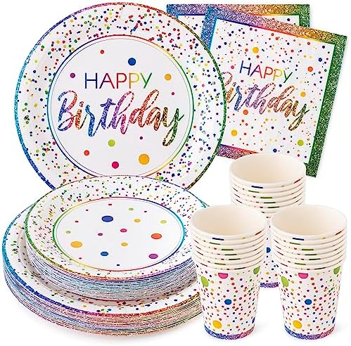 Royal Bluebonnet Rainbow Birthday Plates Set of 24