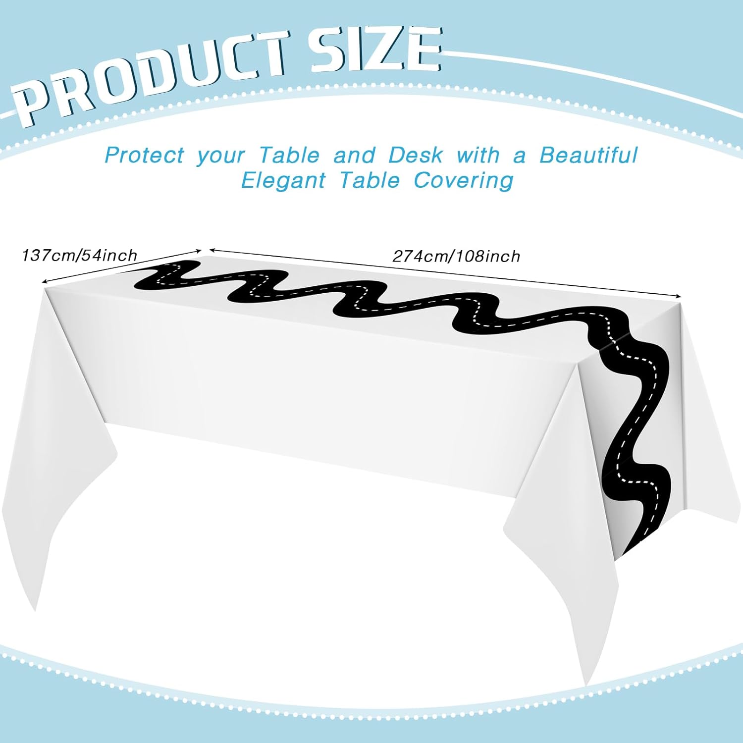 Irenare 6 Pcs Racing Car Table Covers 54x108 Inch