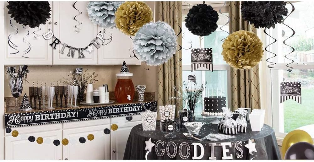 Black and Gold Party Decorations DIY Set