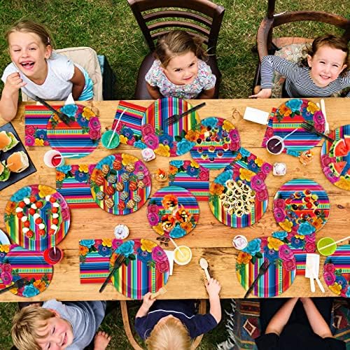 96 Pcs Mexican Fiesta Plates Napkins Party Decor