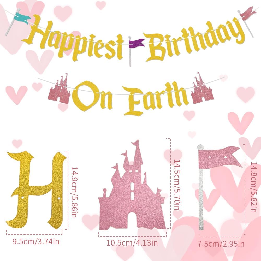 Happiest Birthday On Earth Banner Castle Theme Hanging Decoration
