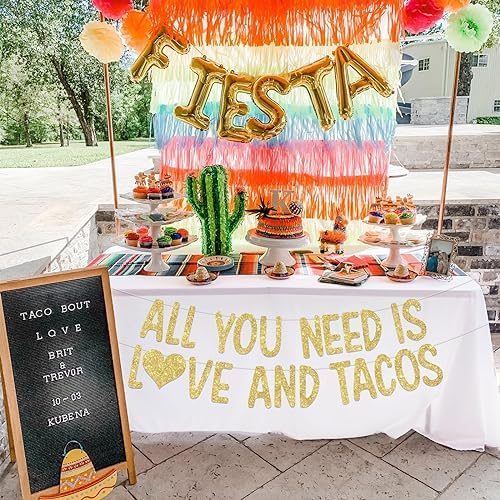 Mexican Fiesta Bridal Shower Decor Banner Gold