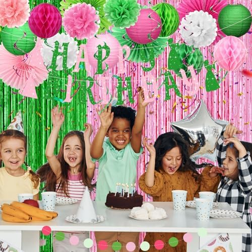 Pink and Green Witch Birthday Decorations Set of 28