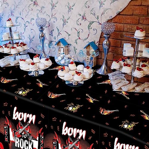 Rock Themed 3PCS Party Tablecloths 108x54 Inch Decorations