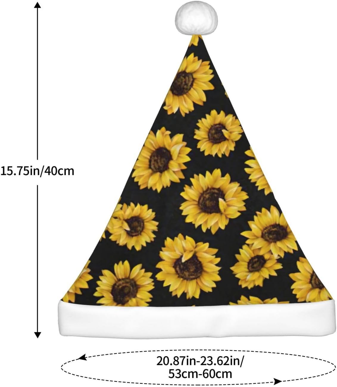 QINZHENG Golden Sunflowers Santa Hat for Women
