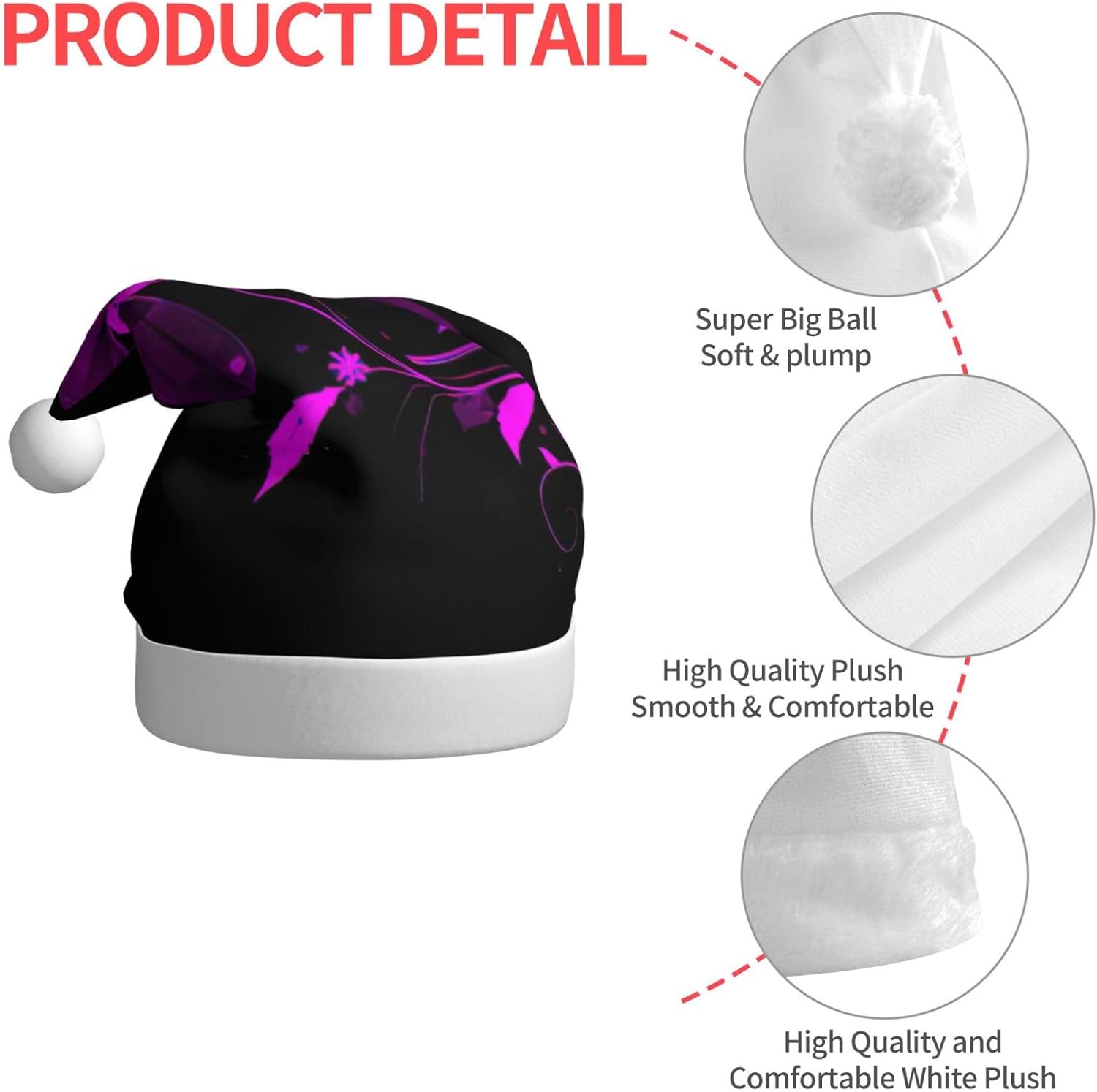 QINZHENG Purple Black Butterfly Print Santa Hat