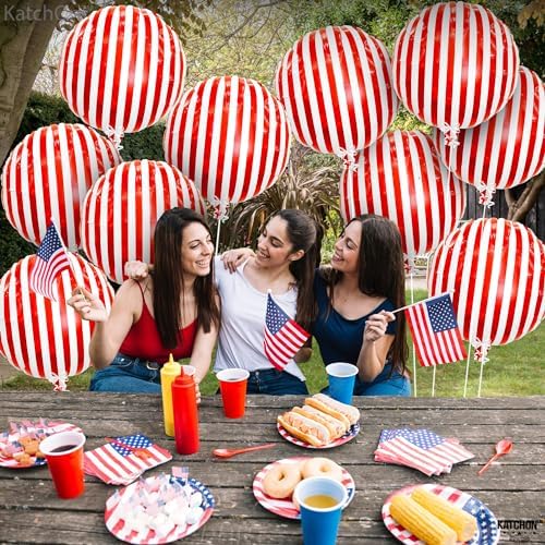 KatchOn Red and White Striped Balloons 18 Inch Pack of 10