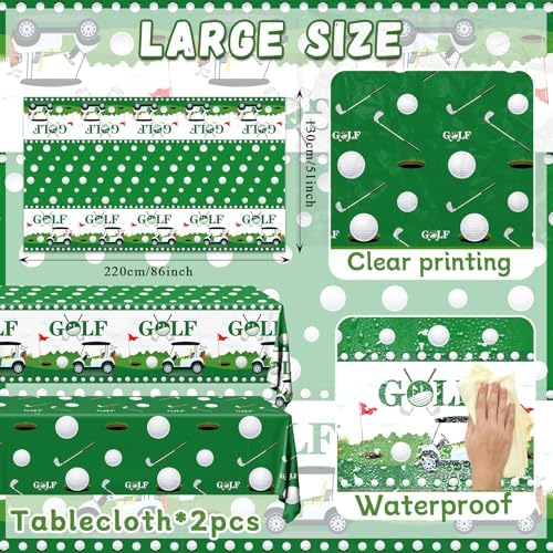 Golf Party Tablecloth 2pcs 87x51 Inch