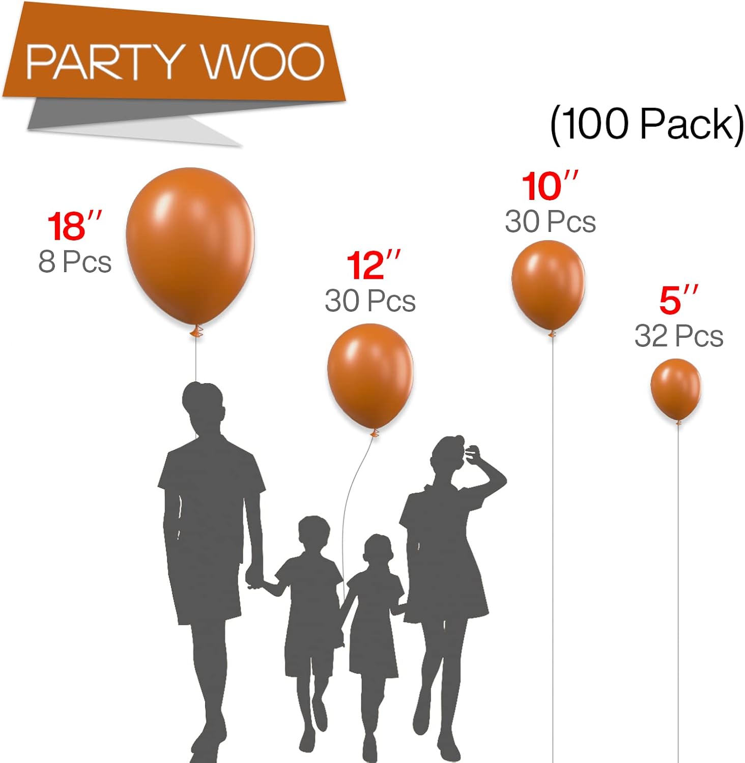 PartyWoo Burnt Orange Balloons 100pcs Arch Garland Kit For Fall Events