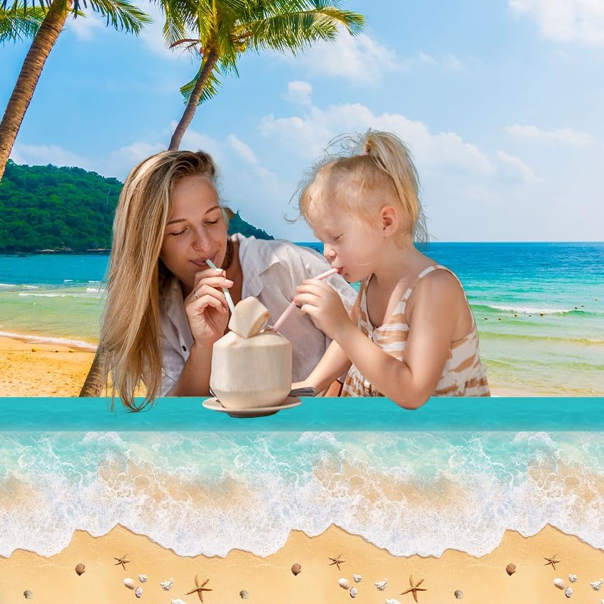 3Pcs Summer Ocean Waves Tablecloths for Pool Parties