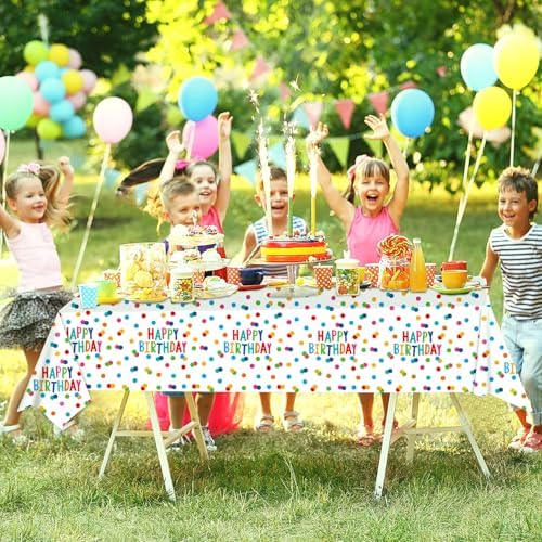 Happy Birthday Tablecloth Set of 2 with Confetti Design