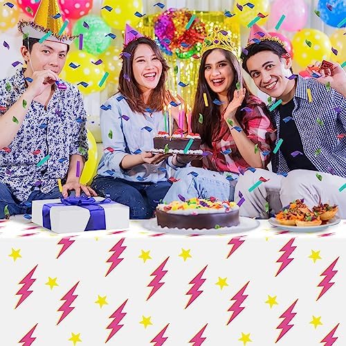 3Pcs Preppy Pink Lightning Bolt Tablecloths for Y2K Parties