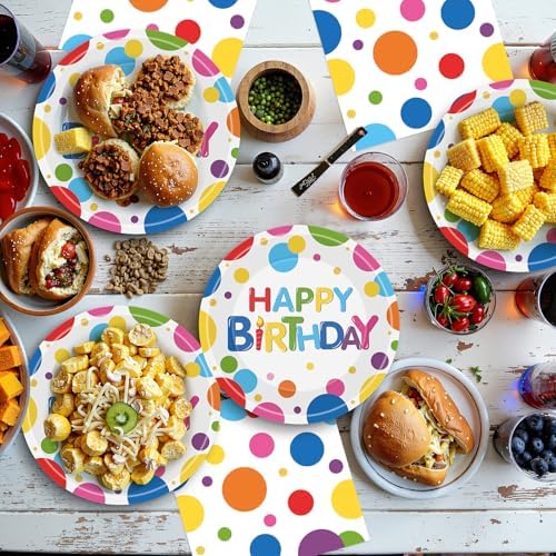 40 Pcs Happy Birthday Paper Plates Napkins Set