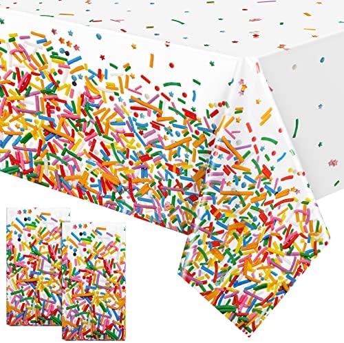 Durony 2 Piece Confetti Sprinkle Tablecloth for Birthday Wedding Parties