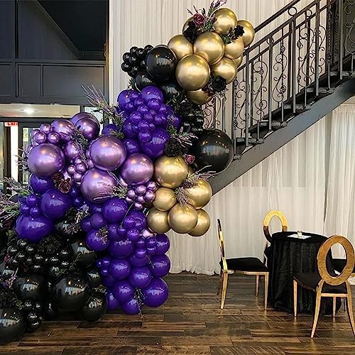 12 Inch Purple Black Balloons Party Decor Set
