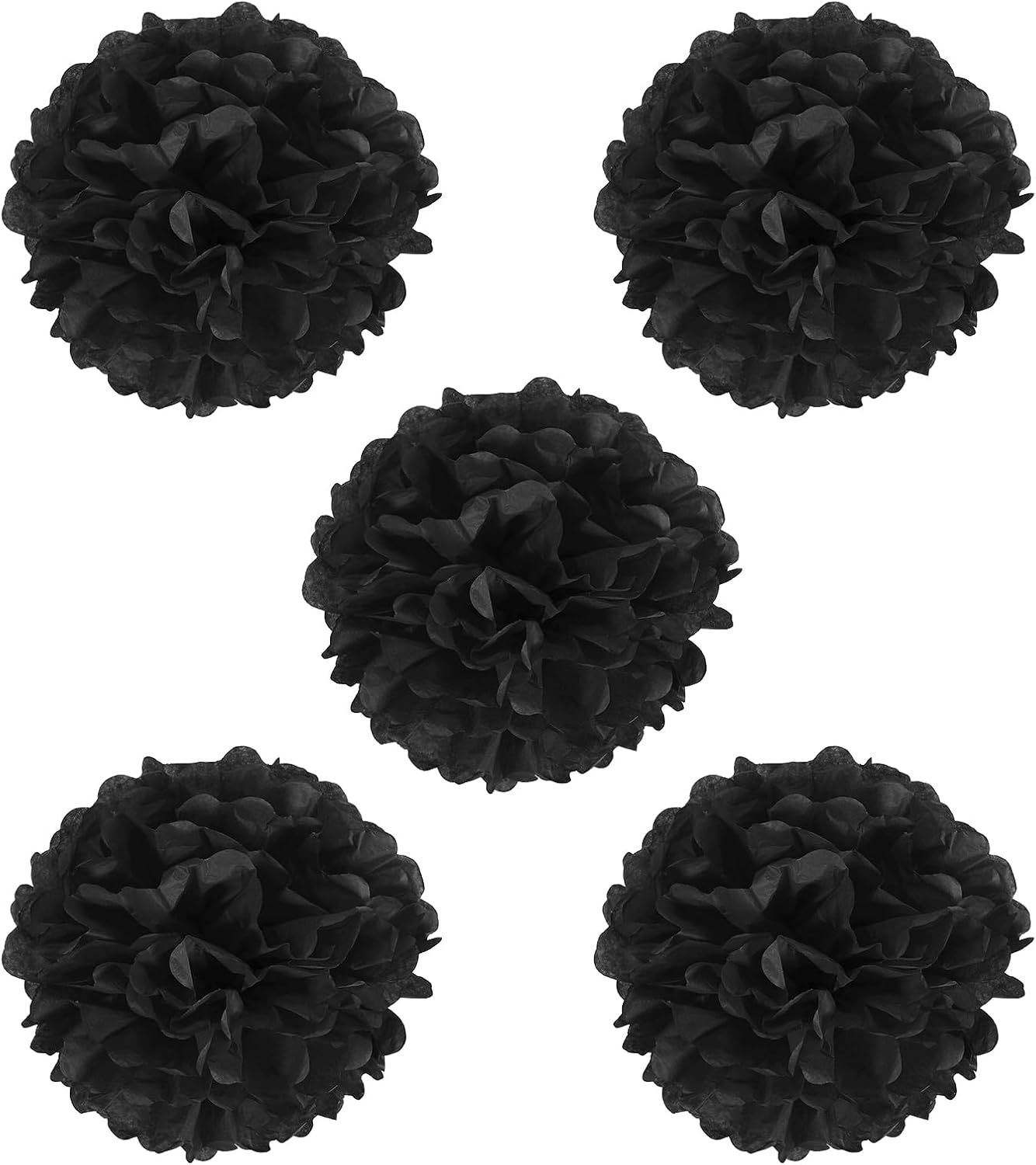 PATIKIL 8 Inch Black Tissue Pom Poms 5 Pack