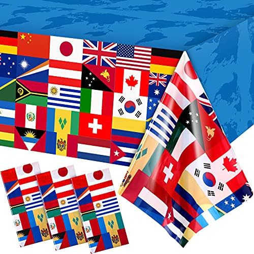 3 Pack International Flag Table Cover for Parties and Celebrations