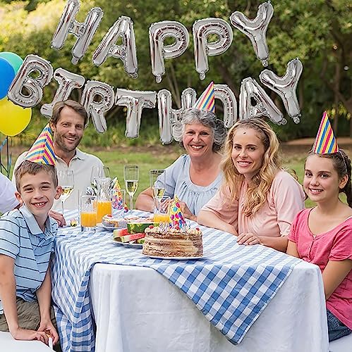 KALOR Silver Happy Birthday Balloons Banner