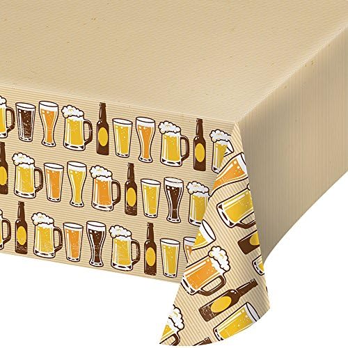 Creative Converting Cheers Beers Tablecover 54x102 Ivory