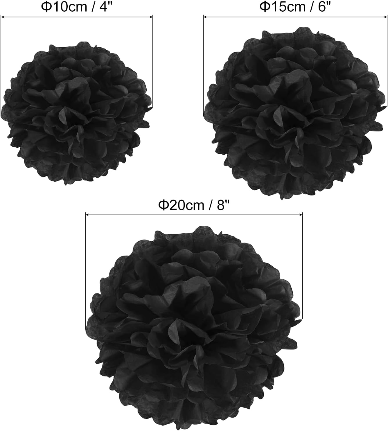 PATIKIL 468 Black Tissue Pom Poms for Decorations