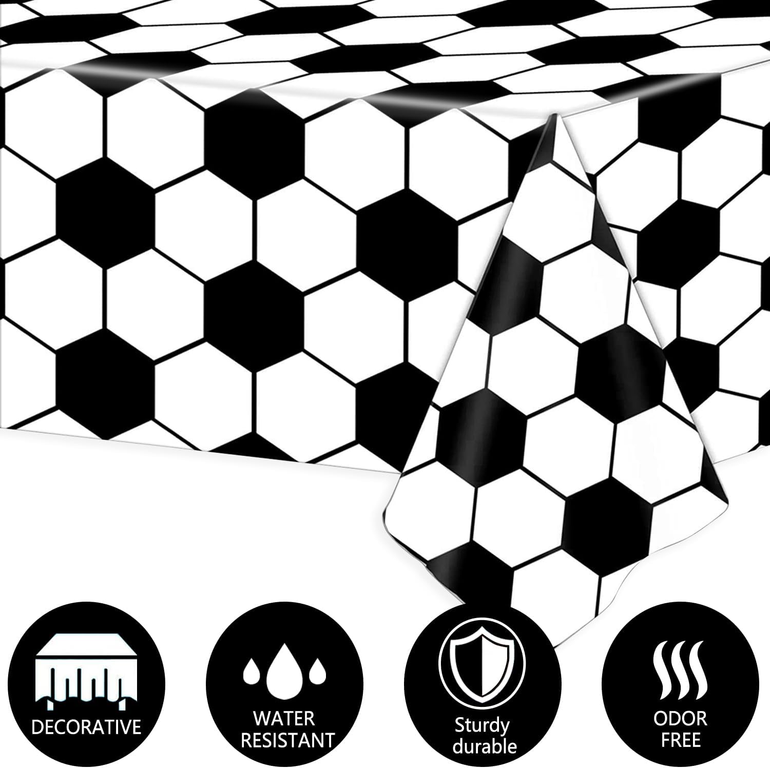 Kesfey Soccer Party Tablecloths 3 Pack 54x108 Inches