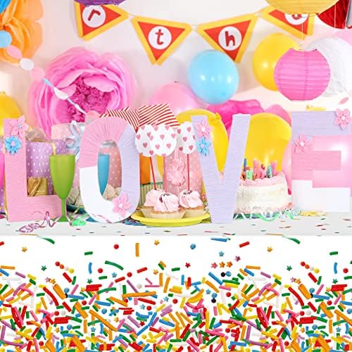 Durony 2 Piece Confetti Sprinkle Tablecloth for Birthday Wedding Parties