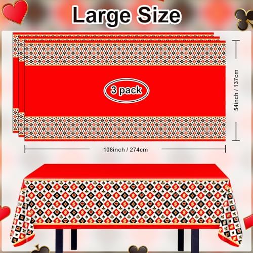 Avezano 3 Pc Casino Poker Tablecloth 54x108 Inch Party Decorations