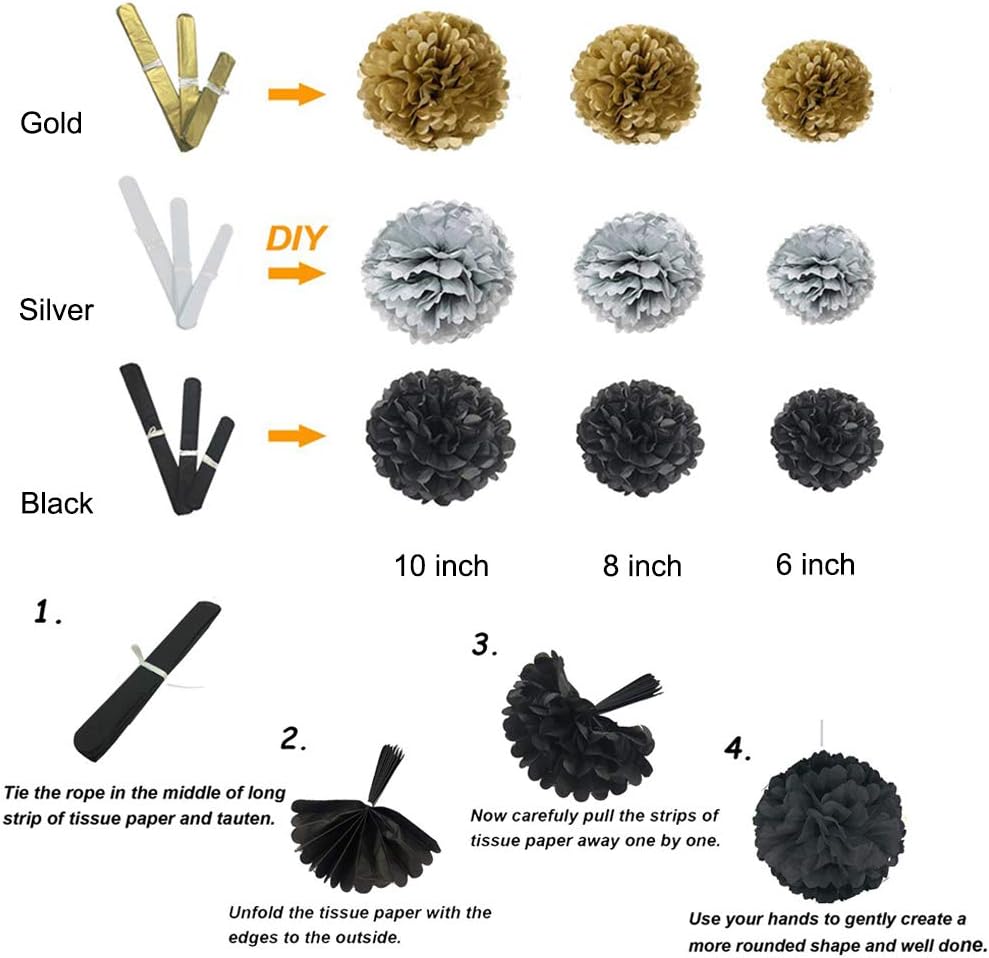 Black and Gold Party Decorations DIY Set