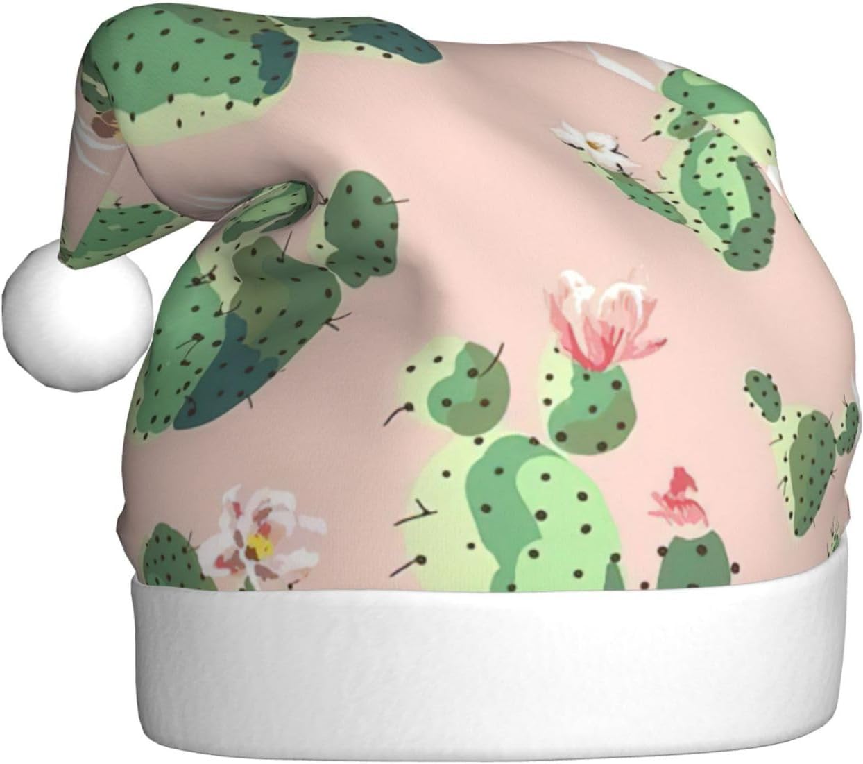 QinZheng Cactus Print Santa Hat for Women