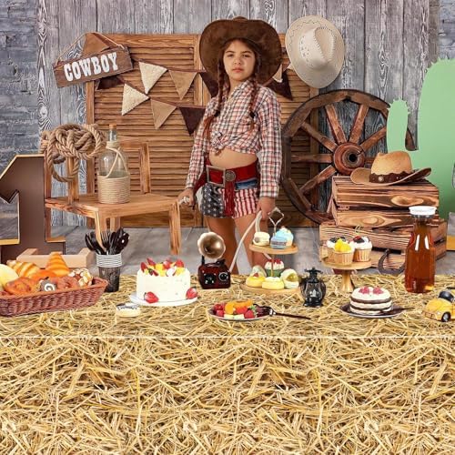 12Pcs Straw Tablecovers Western Theme Party Decorations