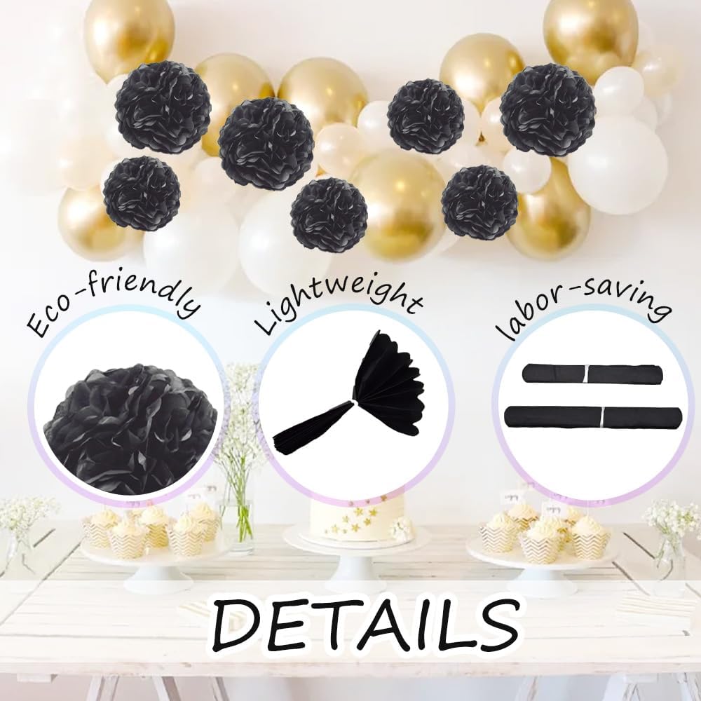 Ruidee 12 Piece Tissue Paper Pom Poms Decorations