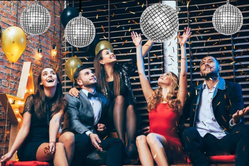10 Pcs Silver Disco Balloons 4D Design Party Decor