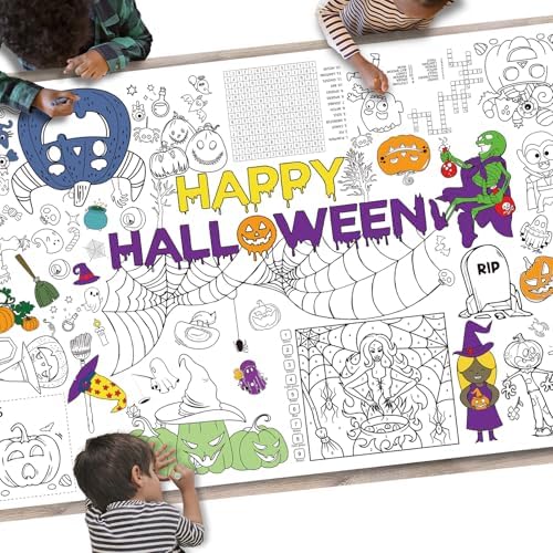 Raissily Halloween Giant Coloring Poster Tablecloth