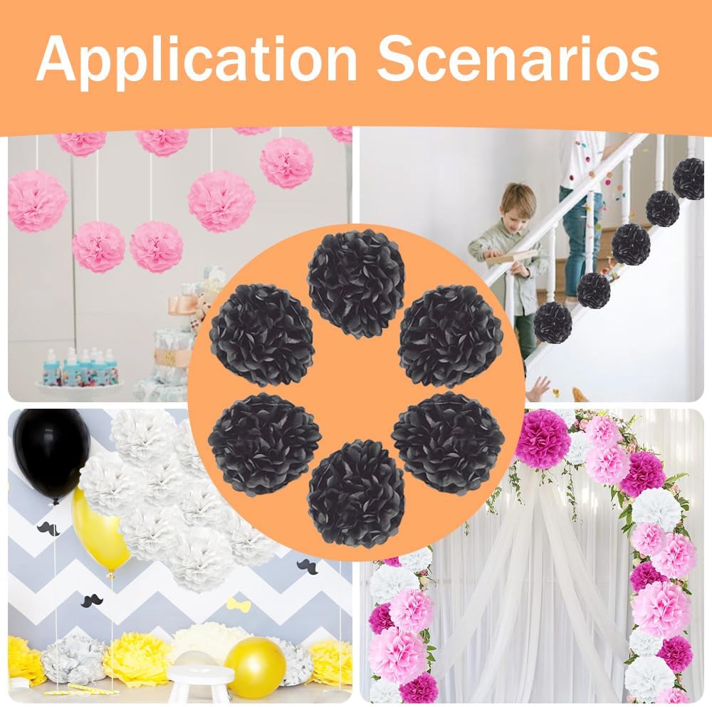 Yosawa 12 Pcs Tissue Paper Pom Pom Flowers Decorations