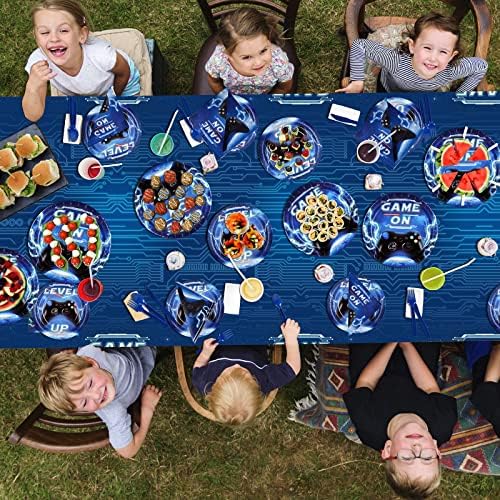 Video Game Party Kit for 25 Includes Plates Cups Cutlery Tablecloth Banner